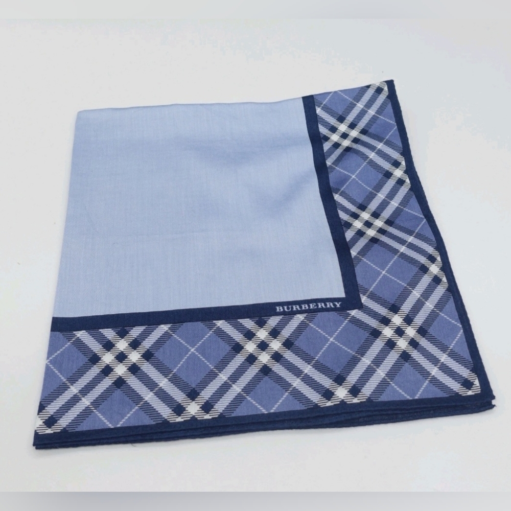 Burberry scarf handkerchief cotton nova check horse women men unisex Blue